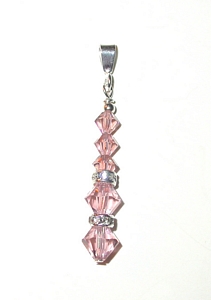 vintage rose swarovski austrian crystals sterling silver pendant