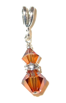 copper swarovski austrian crystals sterling silver pendant
