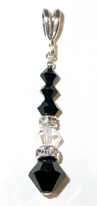 clear & black & clear jet black & clear ab swarovski austrian crystals sterling silver pendant
