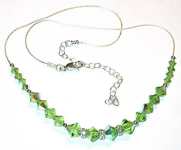 peridot green august birthstone swarovski crystal wedding jewelry sterling silver necklace