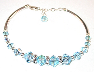 aquamarine bracelet blue bracelet blue crystal bracelet aquamarine blue swarovski austrian crystals sterling silver bracelet