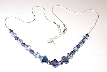 light blue sapphire dark blue sapphire bali swarovski crystal jewelry sterling silver necklace