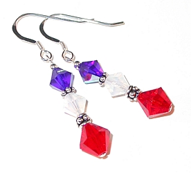 fourth of July, Election, Memorial Day Patriotic earrings red, white & blue earrings swarovski crystal earrings sterling silver austrian crystals