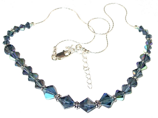 montana blue navy blue bali swarovski crystal jewelry sterling silver necklace