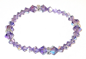 purple bracelet tanzanite purple swarovski austrian crystals sterling silver stretch-on bracelet