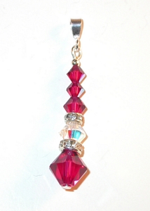 clear ab & ruby red pendant ruby red & clear ab pendant swarovski crystals sterling silver pendant