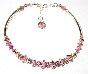 vintage rose swarovski austrian crystals sterling silver bracelet