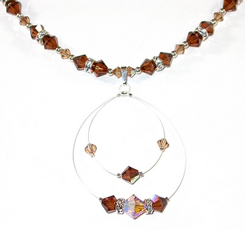 floating floaters smokey smoky smoked topaz light colorado topaz swarovski crystal drop pendant wedding bridal bride jewelry sterling silver necklace