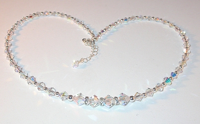 Clear AB swarovski crystal necklace strand wedding bridal bride jewelry sterling silver necklace
