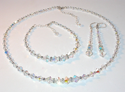 bridal set clear crystal set clear ab set clear necklace clear crystals clear ab swarovski crystal bridesmaid jewelry wedding jewelry set sterling silver necklace bracelet earrings