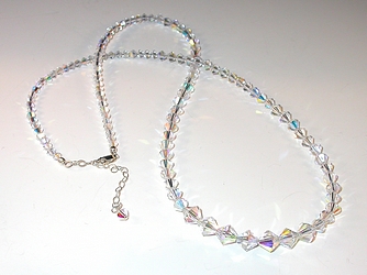 Clear AB swarovski crystal necklace strand wedding bridal bride jewelry sterling silver necklace 16