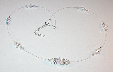 illusion floating crystals clear AB crystal necklace clear ab necklace clear necklace clear crystal necklace illusion neckace choker swarovski crystal wedding bridal bride jewelry sterling silver necklace