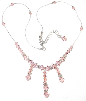 vintage rose swarovski crystal wedding jewelry sterling silver necklace