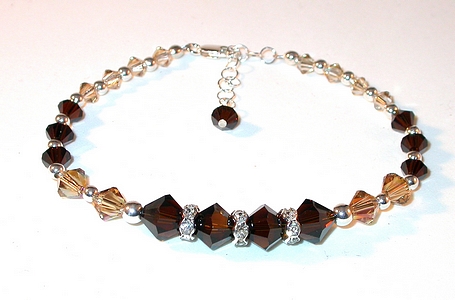 shades of brown bracelet topaz brown bracelet mocha brown & topaz swarovski crystals sterling silver 2-tone brown bracelet