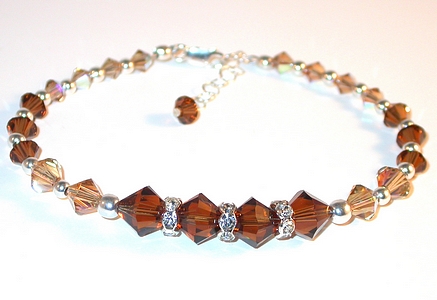 smoked topaz & golden shadow bracelet shades of brown bracelet topaz brown bracelet brown & topaz swarovski crystals sterling silver 2-tone brown bracelet
